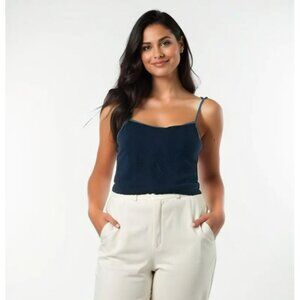 Chicos Women's Black Velvet Essential Cami Tank Top Size 1 Classic Staple Top